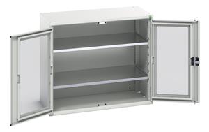 Verso Glazed Clear View Storage Cupboards for Tools with Shelves Verso 1050W x 550D x 900H Window Cupboard 2 Shelves